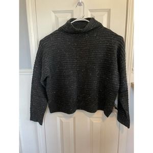 Madewell Sweater Womens XXL Black Belmont Donegal Mock Neck Wool Blend Nylon